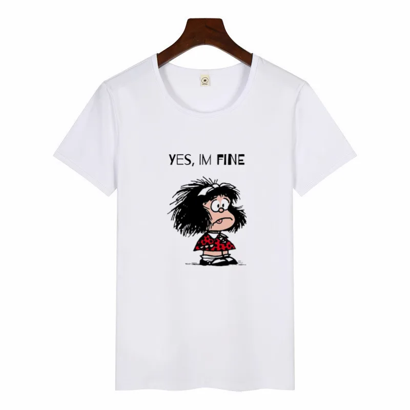 Милая футболка с принтом Toda Mafalda 2020 Женские топы короткими рукавами повседневные