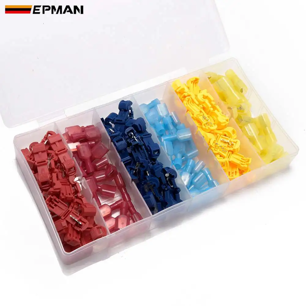 EPMAN 120 шт. t-краны/мужской изолированный провод, клеммные разъемы, Автомобильная сигнализация, установка, быстрое соединение проводов, соединитель EP402GP120
