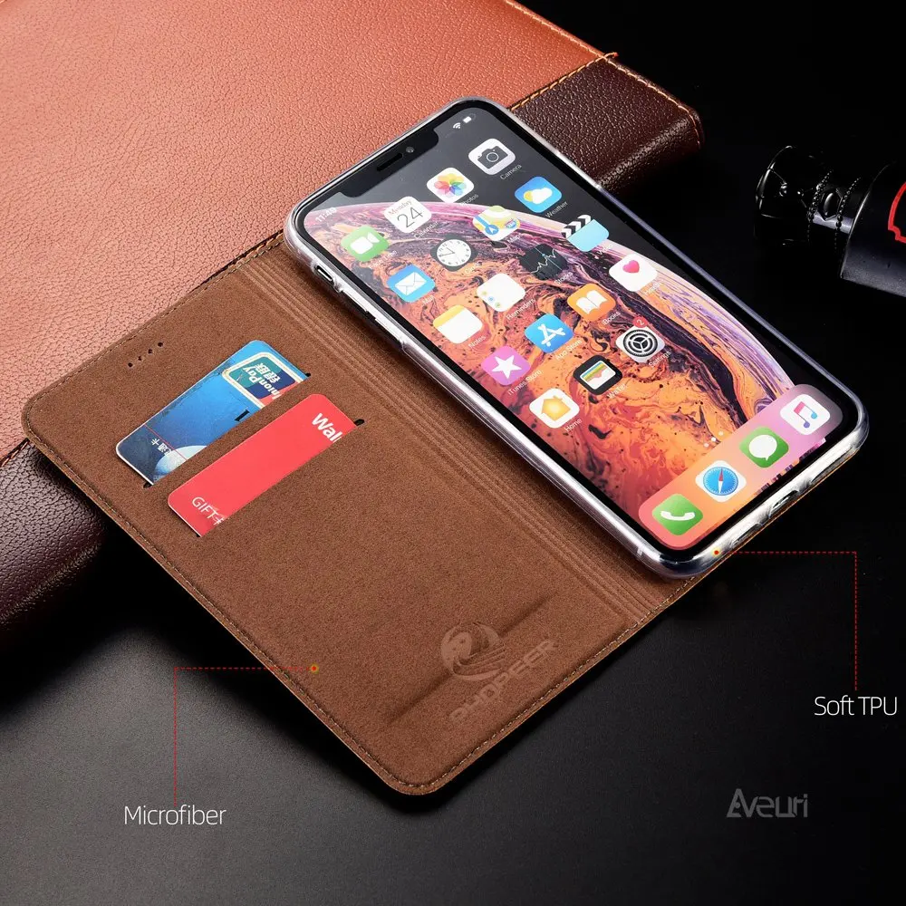 Роскошный флип чехол из натуральной кожи для Motorola Moto G3 G4 G5 G5S G6 Plus G7 Play G8 Power G