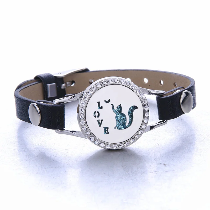 Новые Хрустальные аромадиффузор браслет кошка бабочка медальоны для