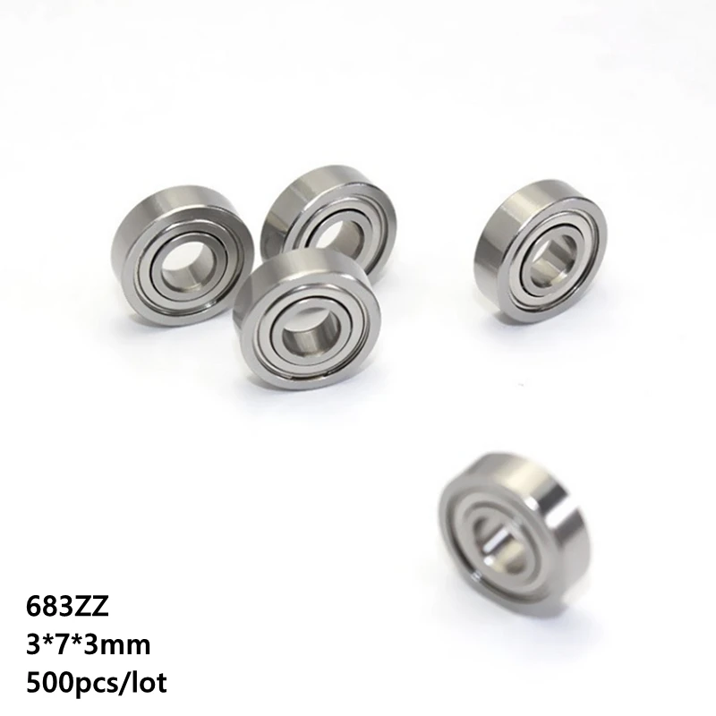 

500pcs/lot 683ZZ 683 ZZ 3x7x3mm Miniature deep groove ball bearings metal shielded 3*7*3mm