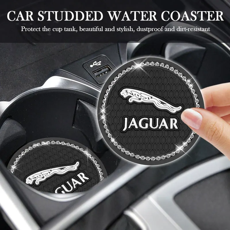 

Rhinestone Car Cup Holder Coaster Non Slip Pad Mat for Jaguar XF XE XFL XEL XJL XJ F-PACE F-Type E-PACE Car Interior Decoration