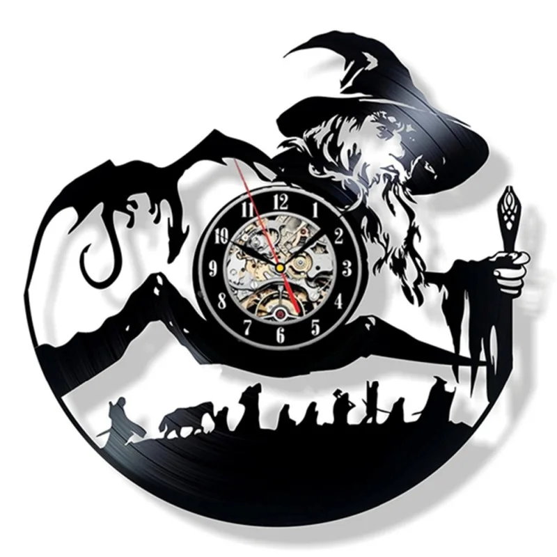 

12" Vinyl Record Wall Clock Lord Gandalf Style Clocks for Living Room Silent Vintage CD Hanging Clock