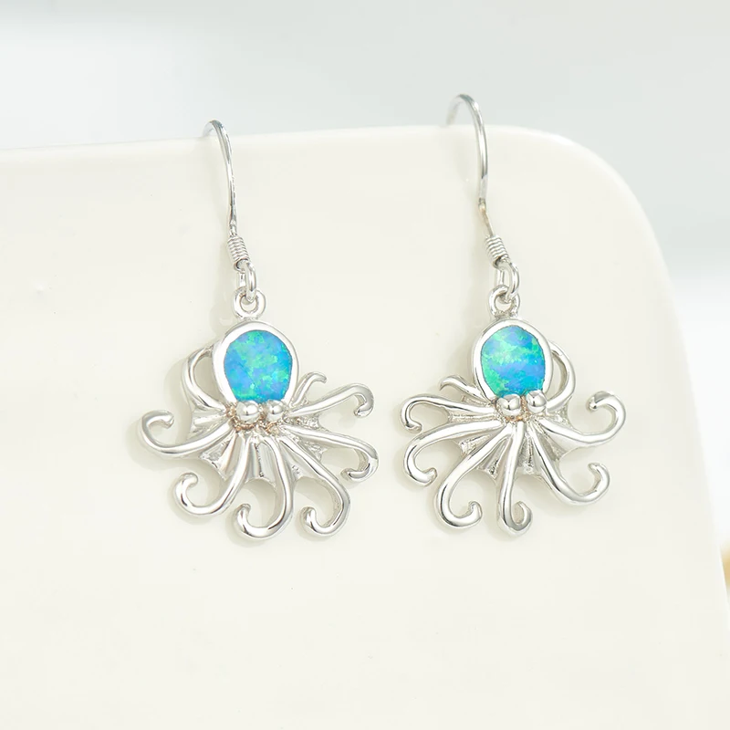 

Romantic and Cute Women Opal Octopus Earrings Lovely Sea Animal Jewelry Casual OPE047