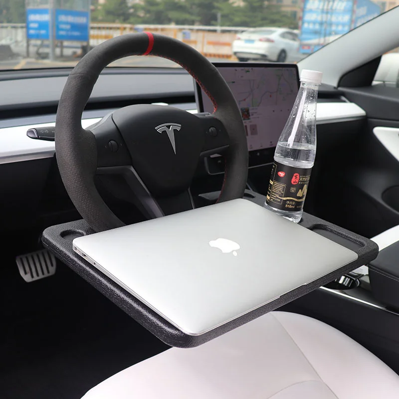 for tesla model 3 y steering wheel laptop holder desk car table tray for tablet notebook car travel table food auto accessories free global shipping