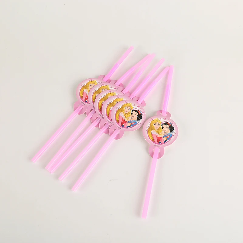 6pcs Straw Вечерние скатерти в стиле Принцессы Диснея, 1 шт., украшения для вечеринок на день рождения, украшения для вечеринок на день рождения - Цвет: 6pcs Straw