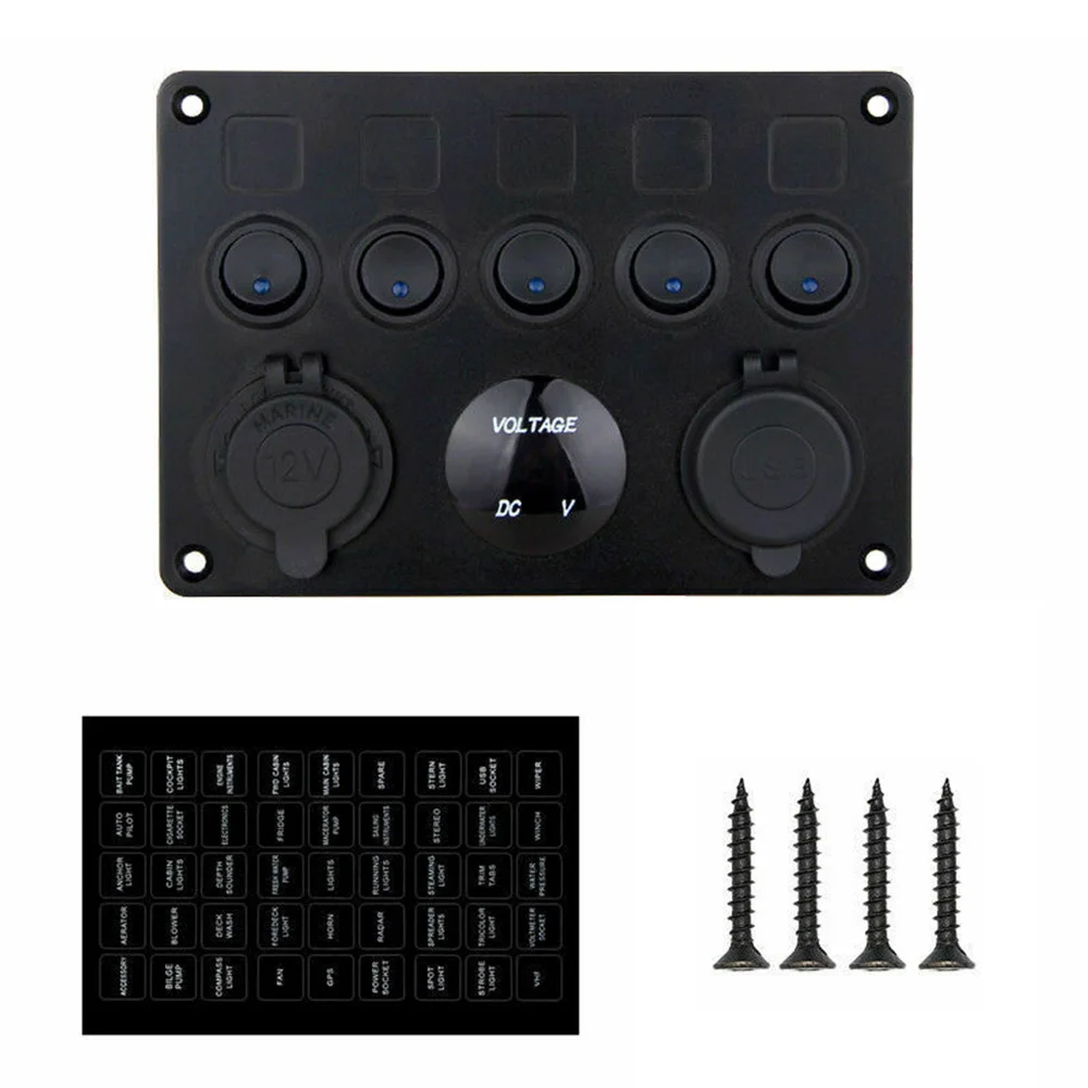 5 Gang Rocker switch Panel Marine LED Breaker Voltmeter Replacement Parts Trucks | Автомобили и мотоциклы