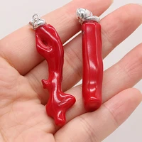 hot selling natural red coral irregular branch pendant diy bracelet necklace jewelry accessories 10x30 12x50mm