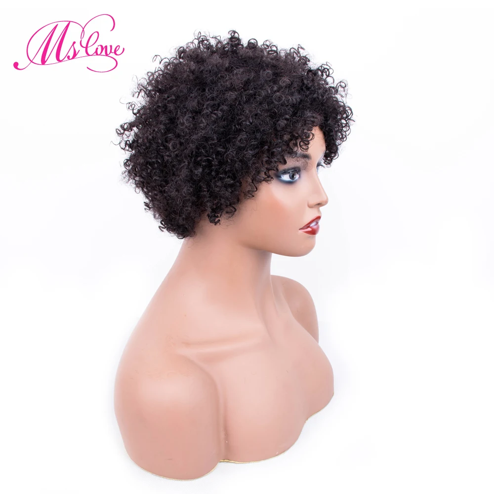 Короткие вьющиеся человеческие волосы парики 6 дюймов бразильские для женщин не