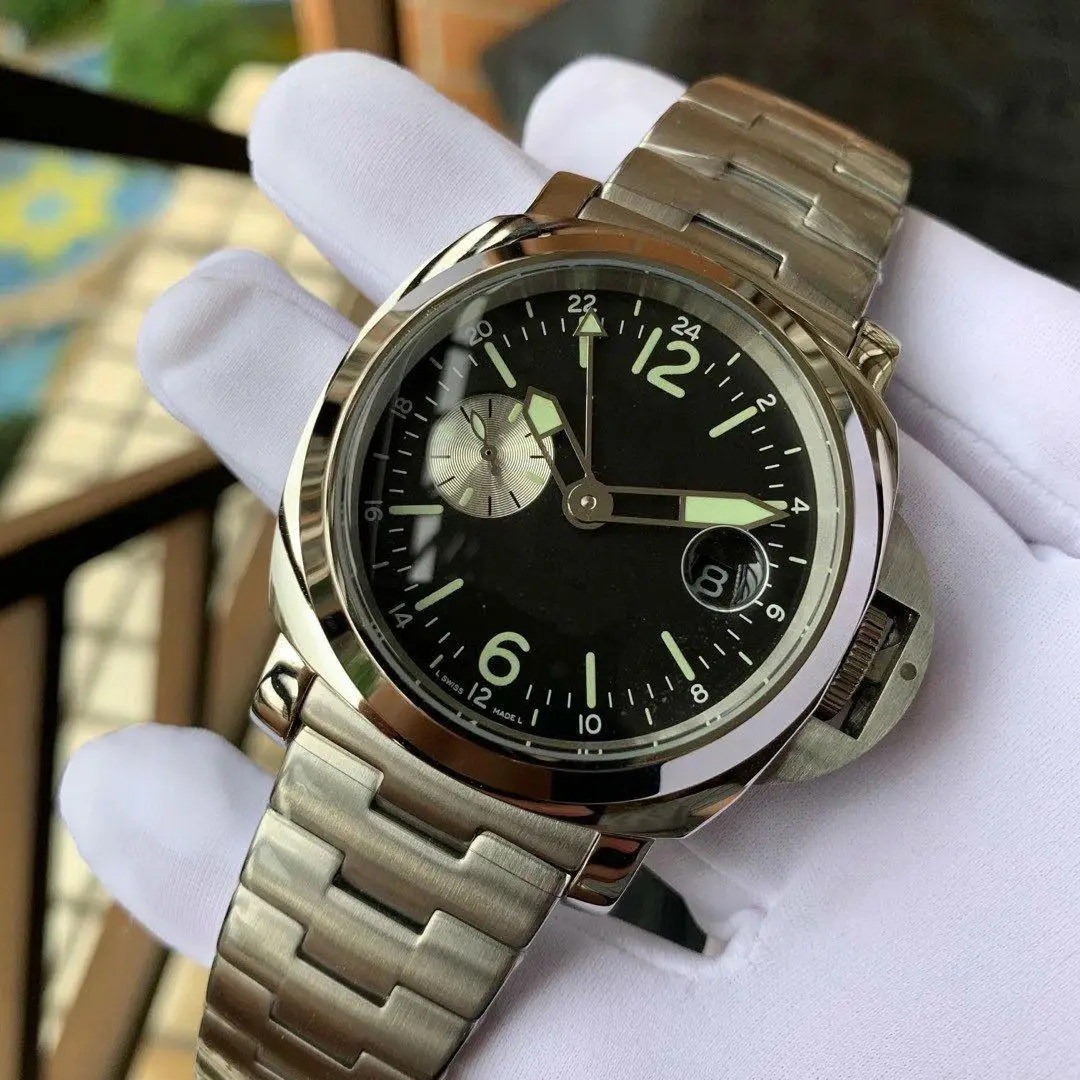 

Luxury Brand New Mens 44mm Automatic Mechanical Watches 316L Stainless Steel Wristwatches Luminous 1950 3 Days Green Dial Watch