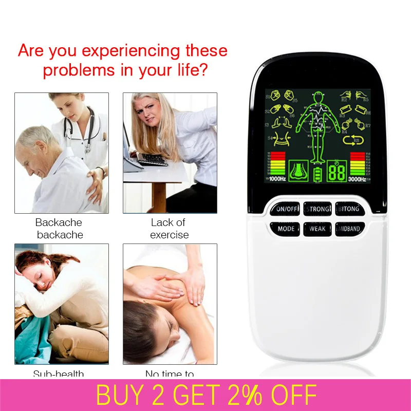 Десятки/EMS Dual Выход Электрический массажер для ног массаж Акупунктура пульса