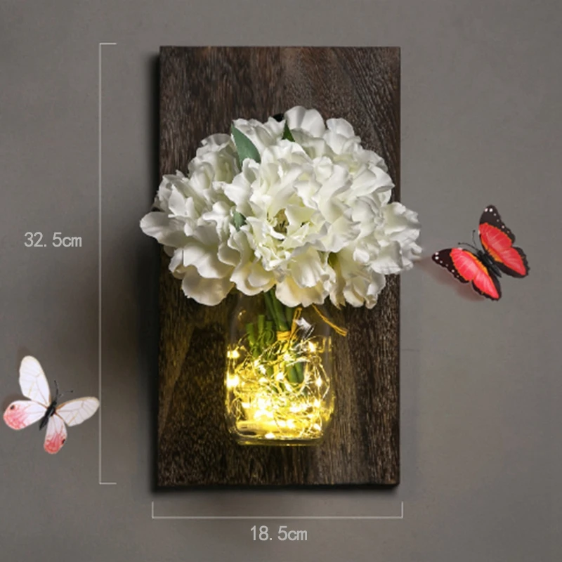 Ins деревенская банка каменщика настенные бра со светодиодными сказочными огнями