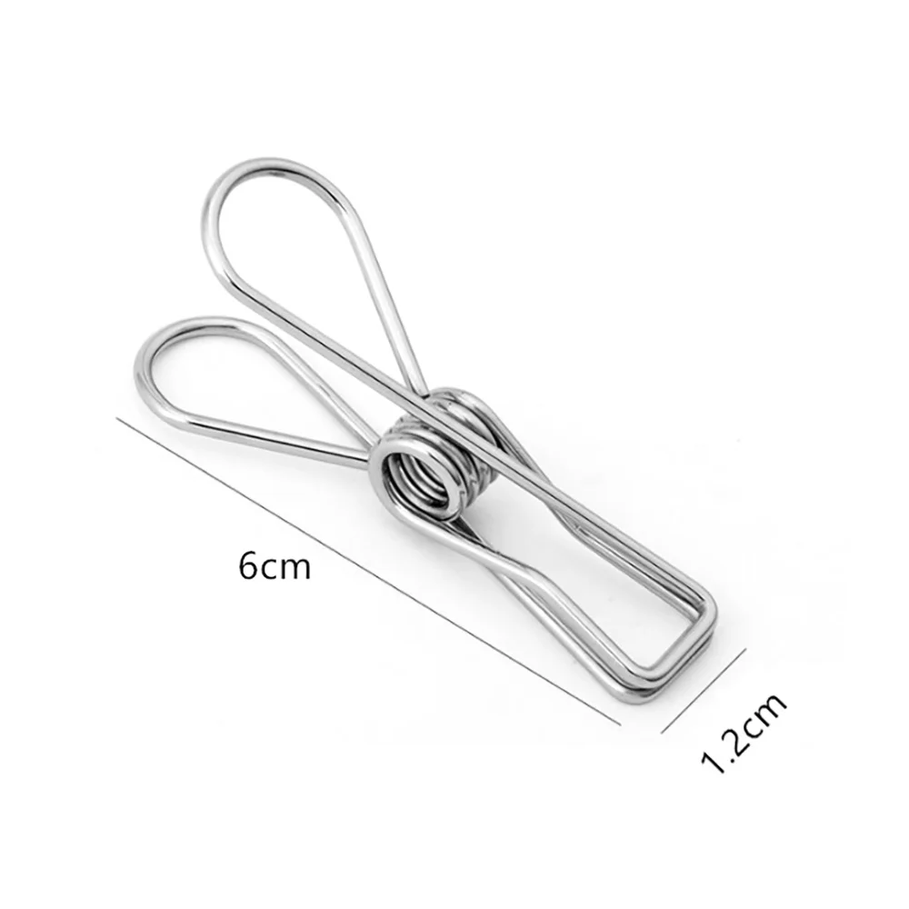 

100pcs Multipurpose Stainless Steel Clips Clothes Pins Pegs Holders Clothing Clamps Sealing Clip Household Clothespin