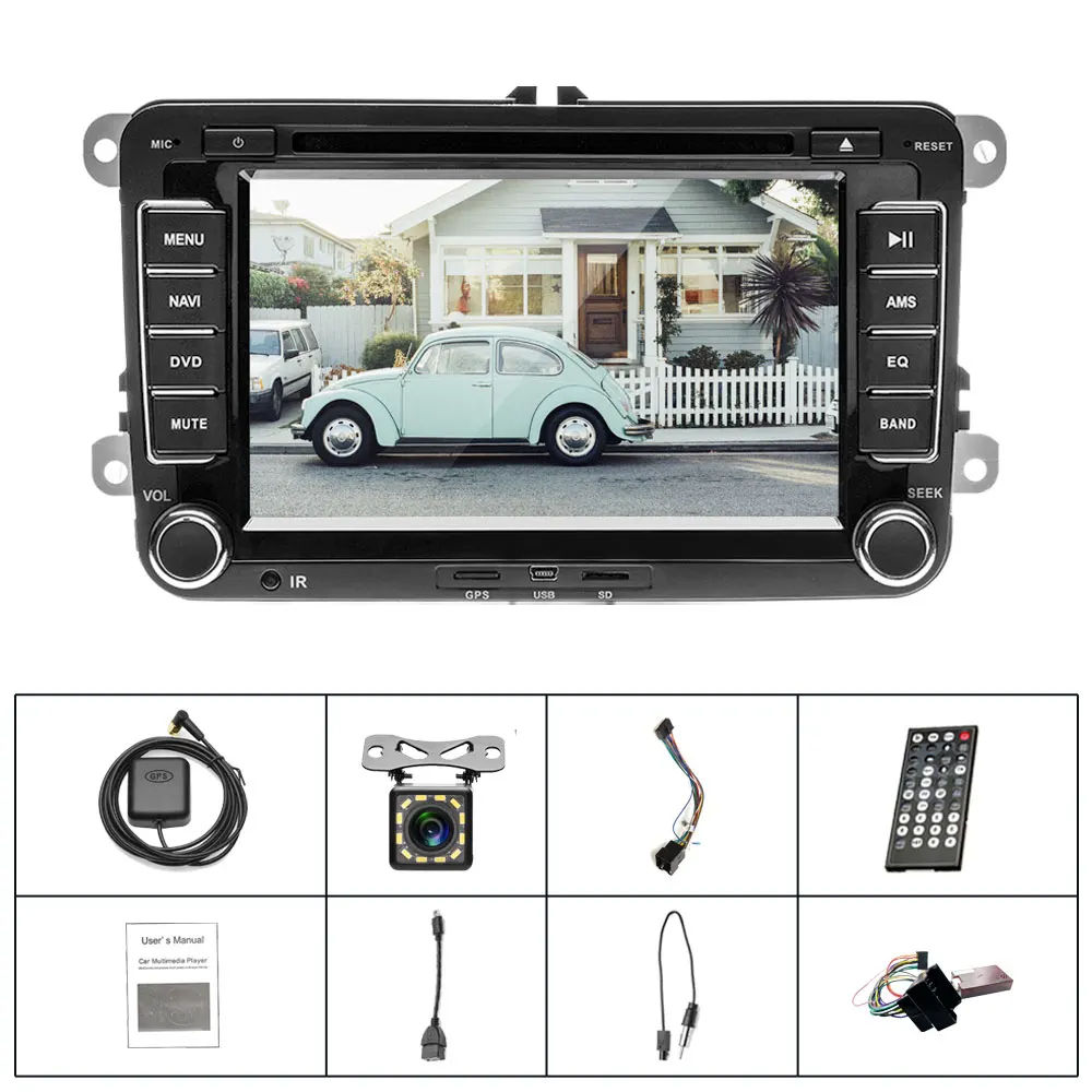 With 12LED Camera Автомобильный dvd-плеер Camecho, gps навигация, 2Din 7 дюймов, мультимедийный авто радио плеер, резервная камера, FM карта для Passat/POLO/GOLF/Skoda/Seat - Цвет: With 12LED Camera