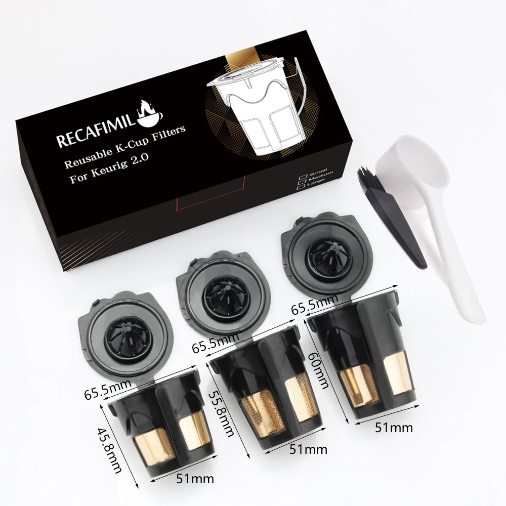 

Reusable Coffee Filter With Spoon Brush Set Stainless Steel Refillable Coffee Capsule Filter Cup For Keurig 2.0