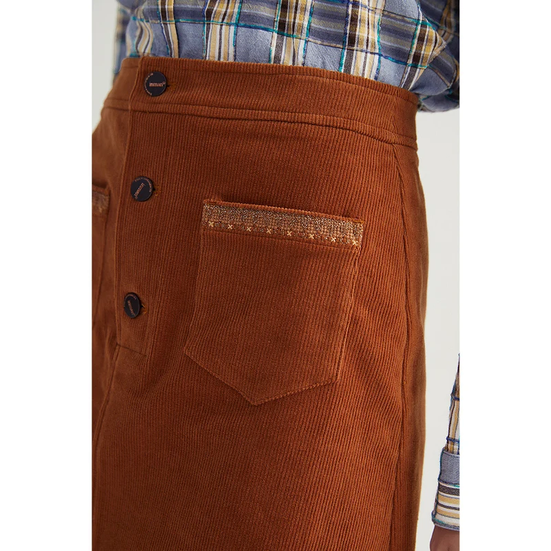 INMAN Женская юбка весна осень винтажная Минималистичная Вельветовая пуговица