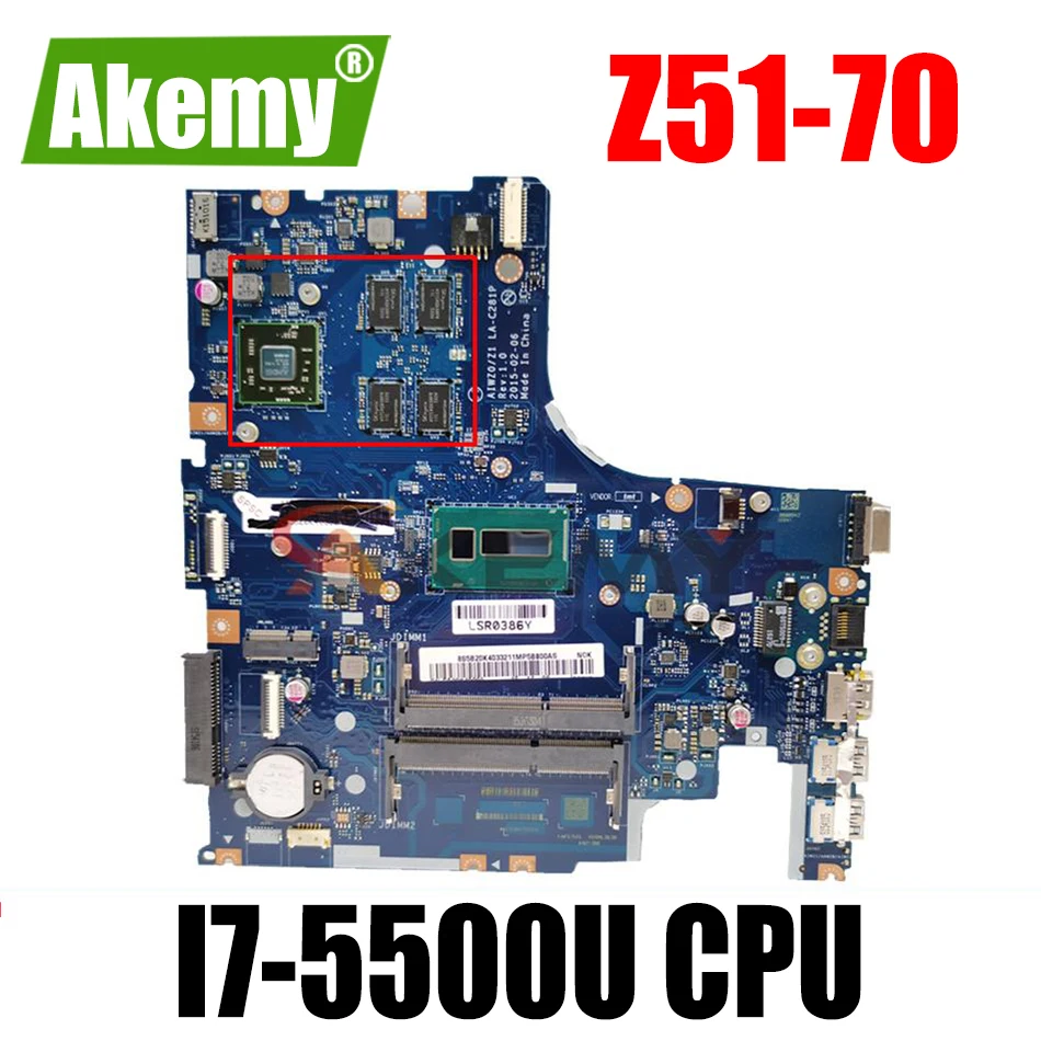 

5B20J23786 для LENOVO Ideapad Z51-70 I7-5500U Материнская плата ноутбука LA-C281P SR23W 216-0864018 DDR3 Материнская плата