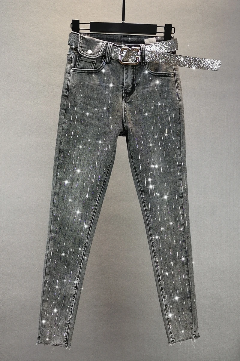 

2021 Spring New Sexy High Waist Jeans for Women High Street Retro Stretch Slim Thin Pencil Pants Nine Pants with Small Feet