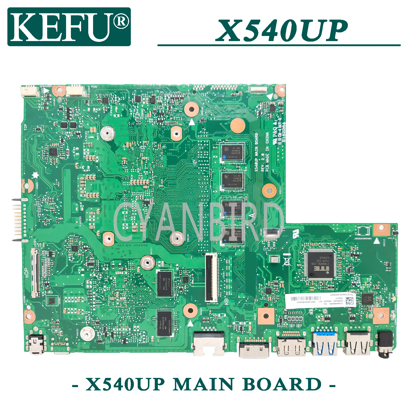 

KEFU X540UP original mainboard for ASUS X540UP X540U with 4GB-RAM I5-7200U R5-M420 2GB Laptop motherboard