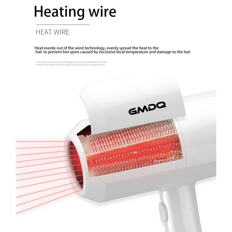 

GMDQ Hot&Cold Wind Blow Hair Dryer Electric Wall Mount Bathroom Hotel Negative Ion Blower with USB Bracket