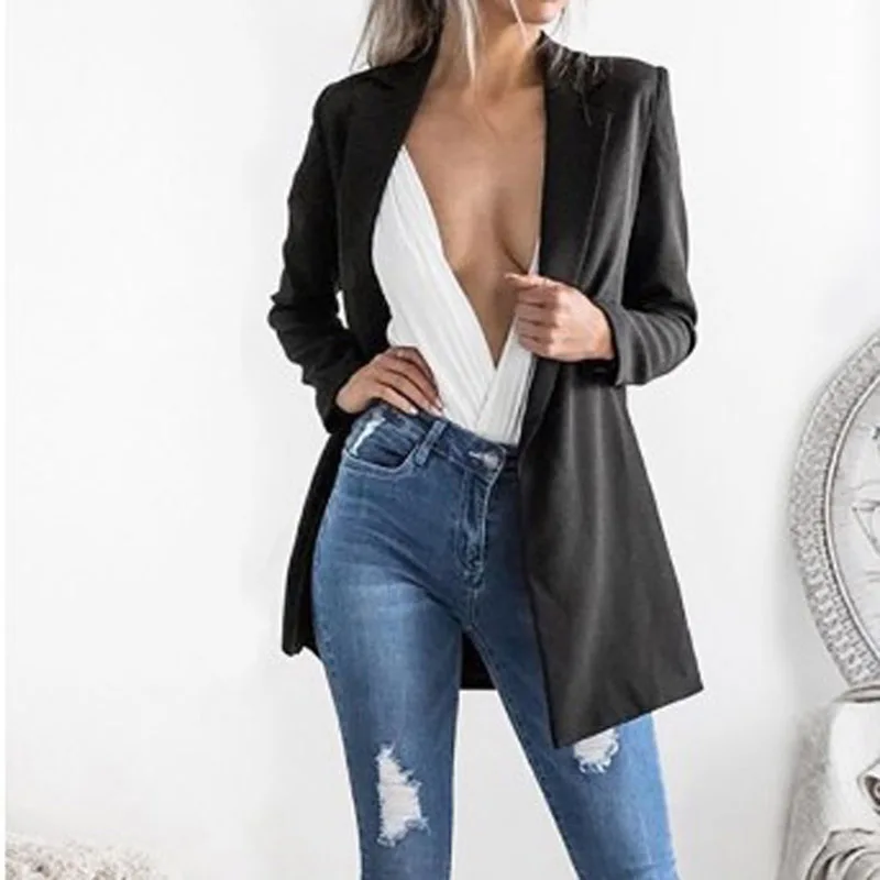 

Coats And Jackets Women Lady Long Sleeve Cardigan Slim Jackets Suit Coat Work Jacket Casual Mid Coat Lapel