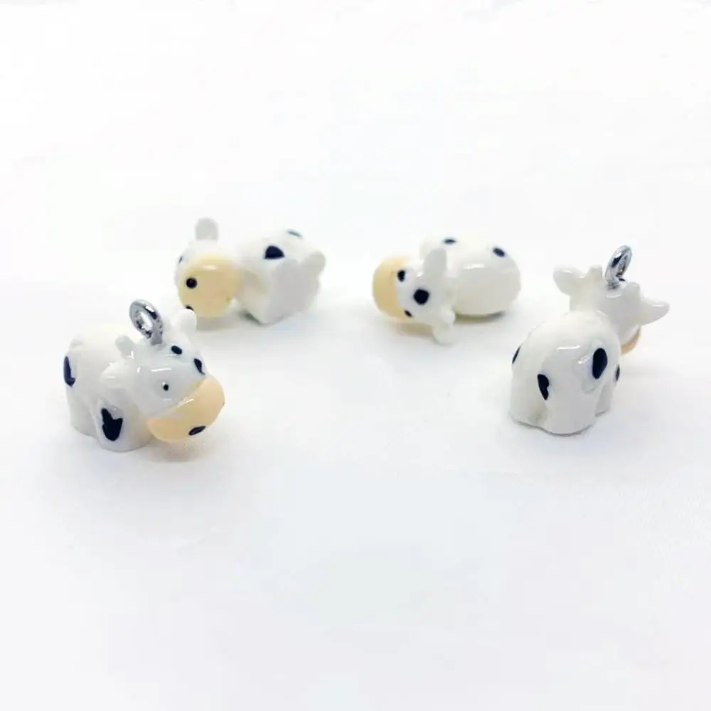 5 шт. 19*13 мм Kawaii 3D резиновая имитация Маленькая корова шармы подвески в форме животных для DIY серьги брелки модные ювелирные аксессуары