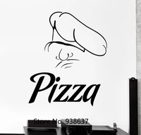 pizzeria chef hat wall decals vinyl art wall stickers home decor pizza restaurant decoration waterproof kitchen decorate zb013