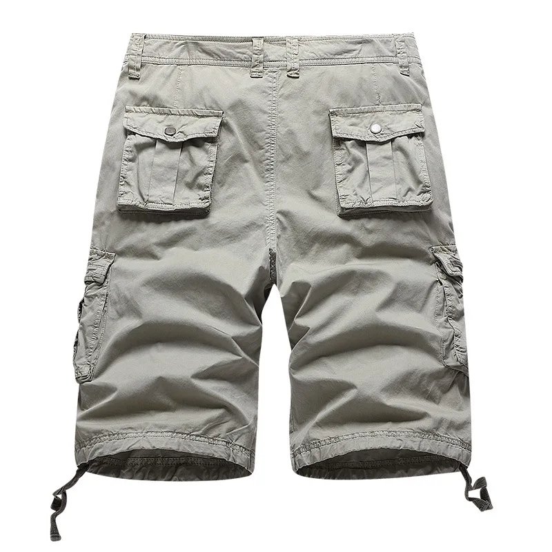 

2021 Men's Summer New Pure Cotton Workwear Shorts Youth Washed Multi-Pocket Cropped Trousers