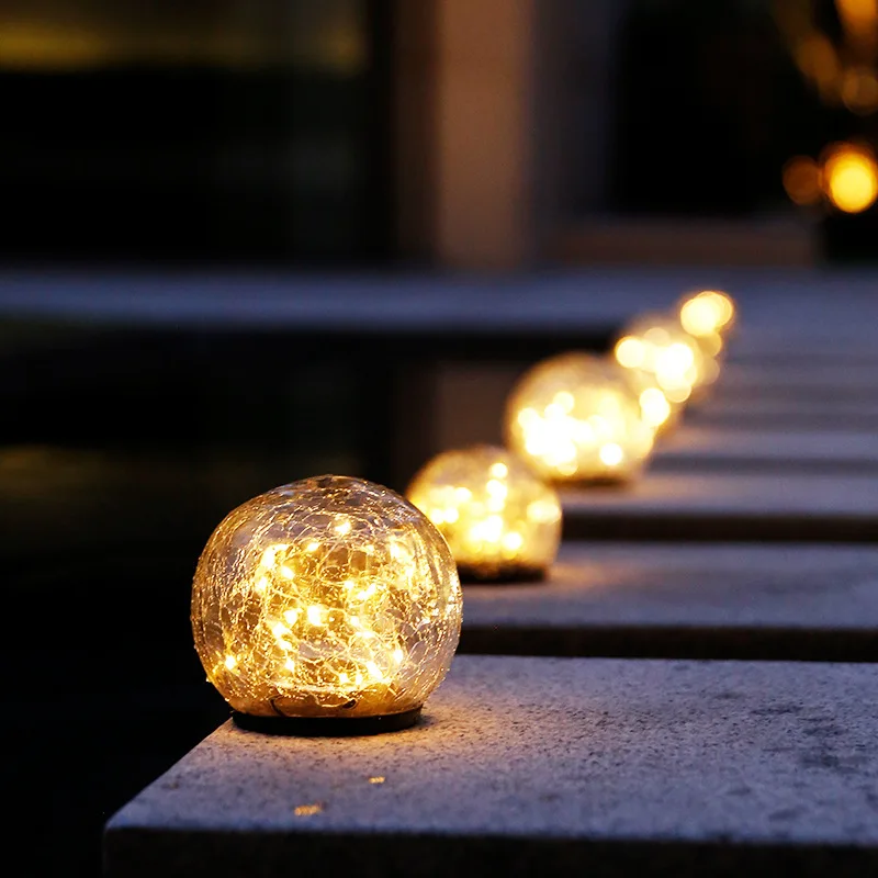 

Ball Glass Solar Crack Light Outdoor Led Garden Hanging Lamp Balcony Layout Decor Christmas Wish Waterproof Solar Night Lights
