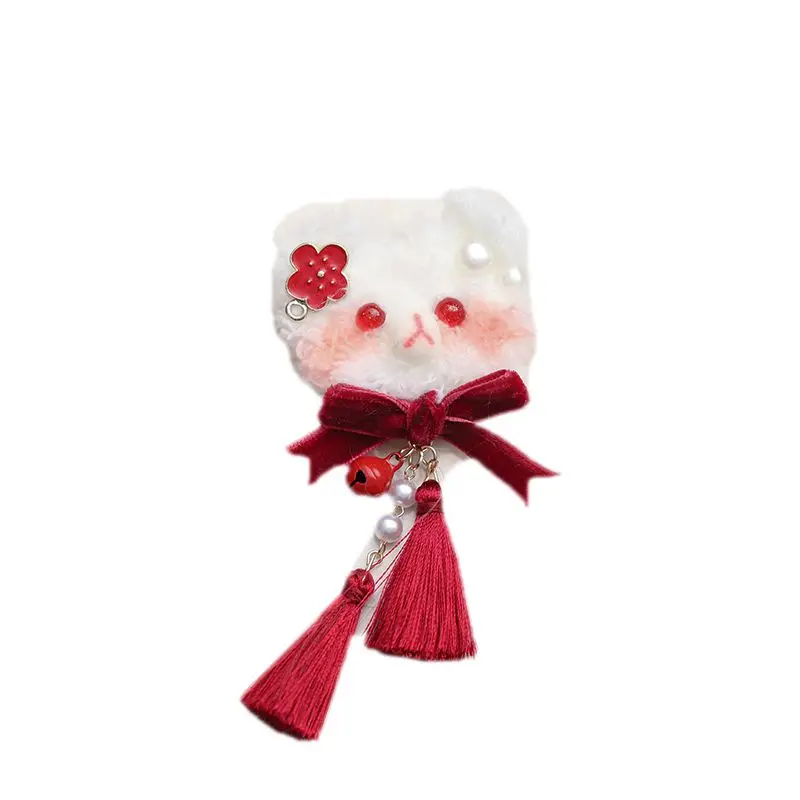 

Cute Bear Hair Accessories Soft Sister Plush hairpin Female sweet Cute Bowknot Pearl Tassel Brooch Pin Bestie Couple Ornaments