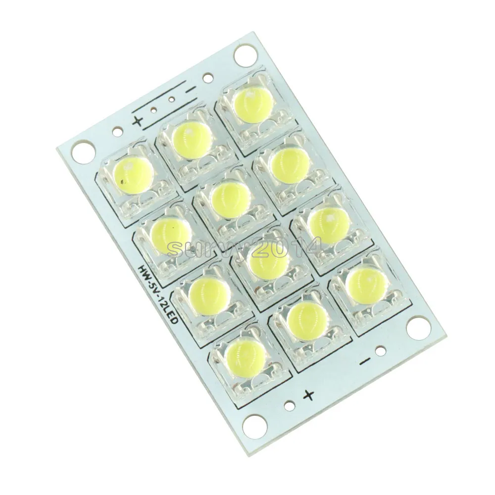 

12 LED Super Bright White LED Piranha Board Night LED Lights Lamp 5mm High Brightness DC 3V-5V