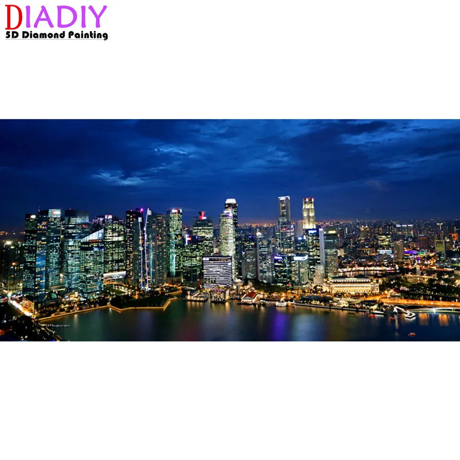 

Modern city night view 5D DIY full square diamond painting cross stitch picture of rhinestone diamond embroidery home decoration