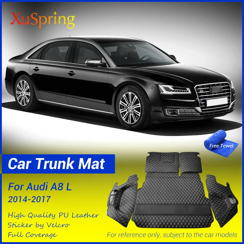

For Audi A8 L 2014-2017 Non-hybrid Car Trunk Mat Pad Durable Boot Carpets Cargo Liner Full Cover Protective