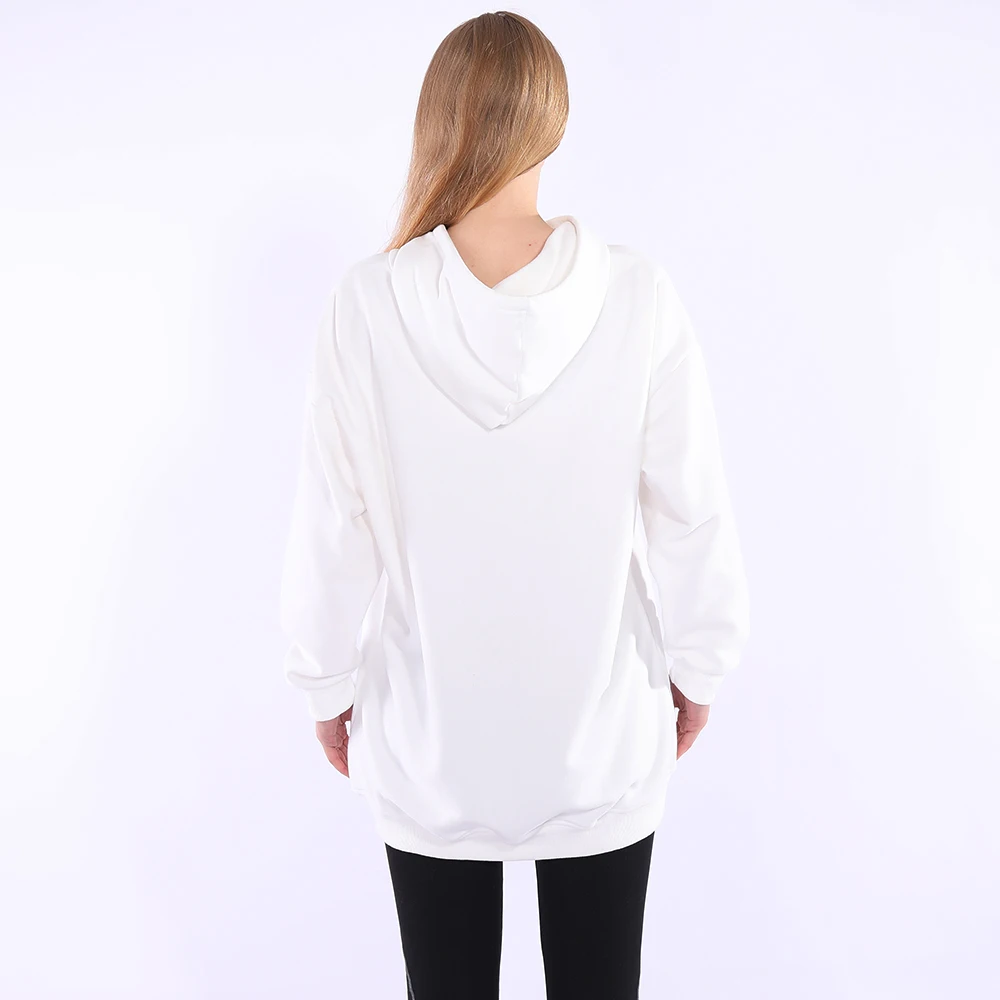 

Long Hoodies Dress Women Winter Fleece Vintage Casual Loose Baggy Black White Hooded Sweatshirts Pullover Coat Oversized Female