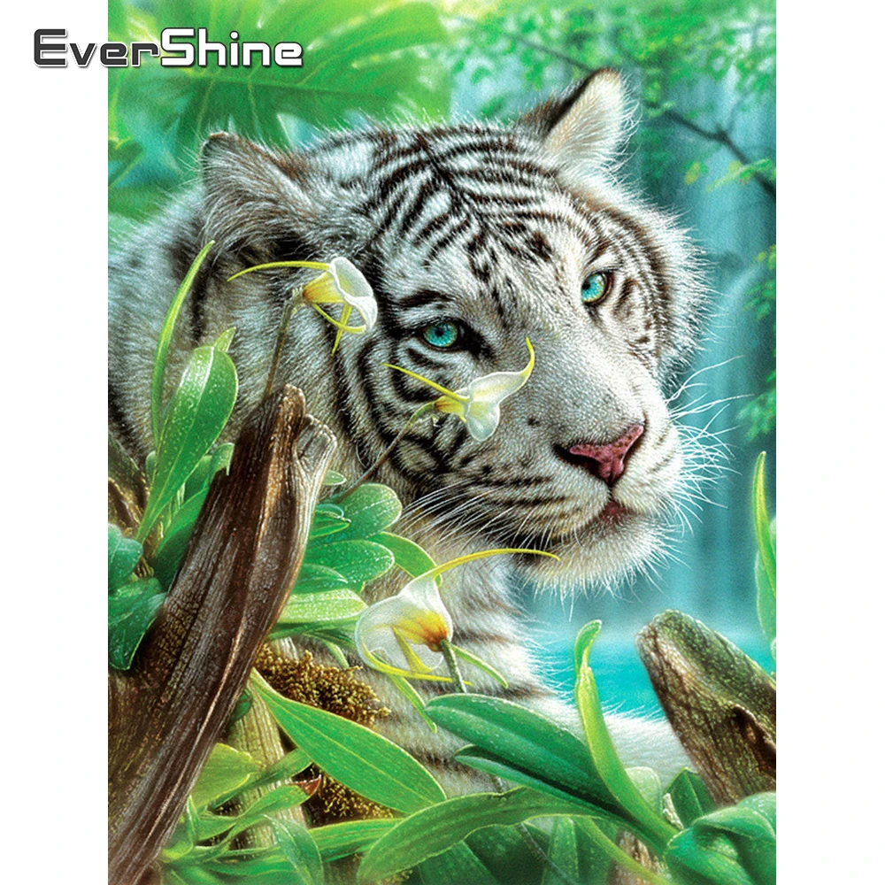 

EverShine DIY Алмазная мозаика тигр вышивка крестиком алмазная живопись Животные вышивка картина Стразы ручная работа хобби искусство подарок