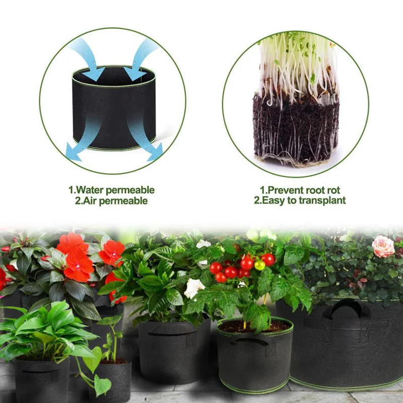 

1 2 3 Gallon Tree Pots Plant Grow Bags Home Supplies Fabric Planting Garden Tools Jardin Growing Bag Vegetables U26