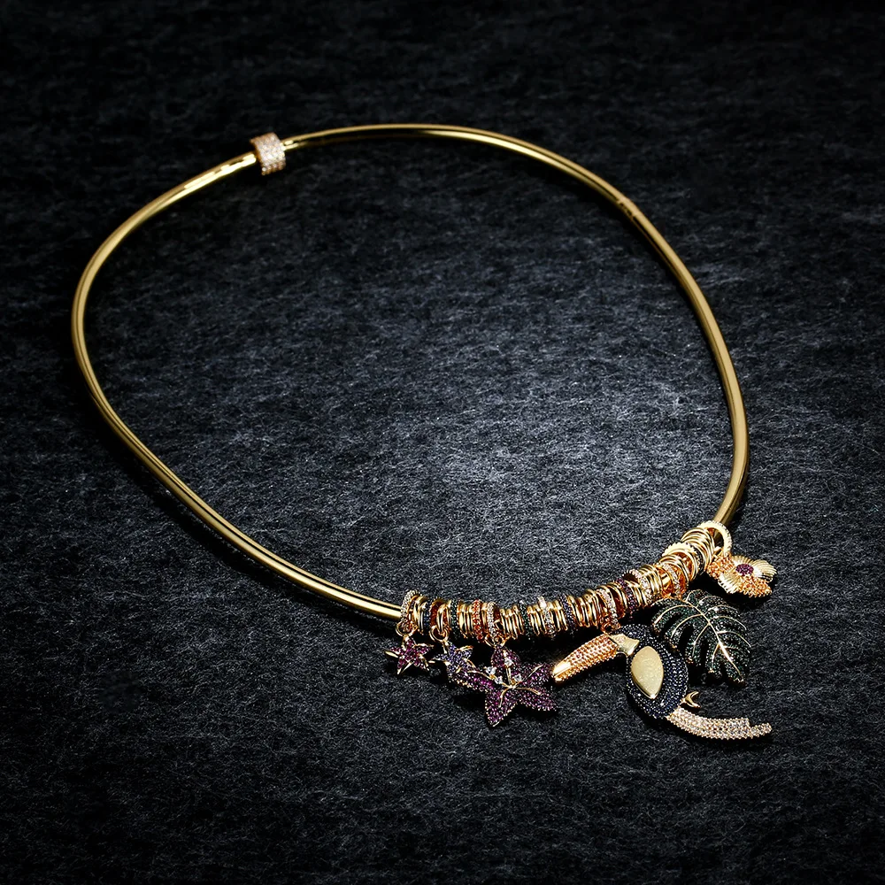 

Высококачественное ожерелье LIDU из серебра 925 пробы в виде тропических лесов с искусственными звездами, стильное и элегантное колье в подаро...