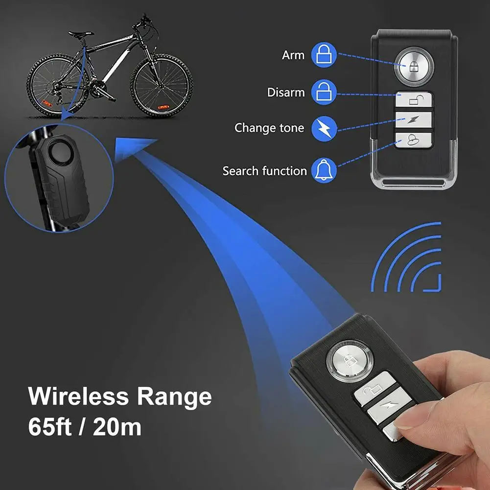 

Wireless Remote Control Bike Alarm Motorcycle Electric Bicycle Security Waterproof Anti Lost Remind Vibration Alarm Sensor