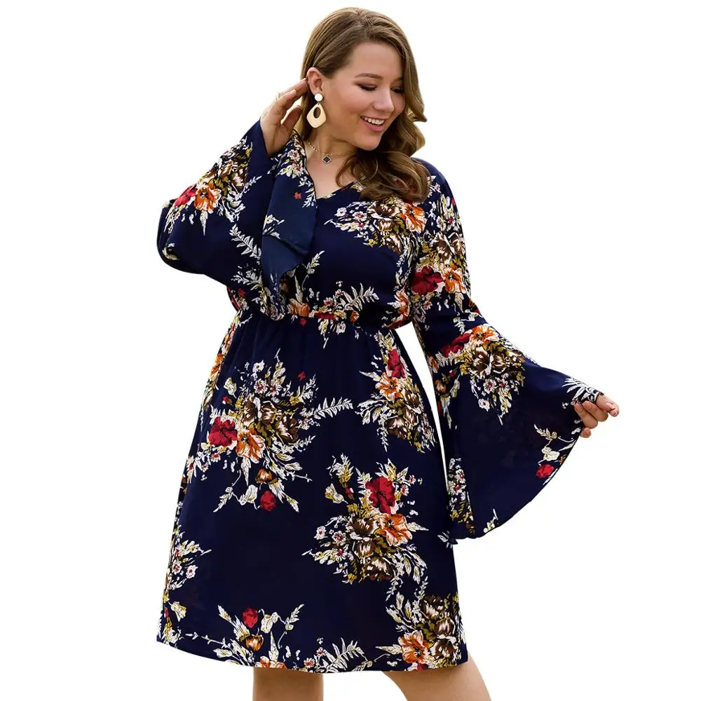 WHZHM женское вечернее платье с цветочным принтом v образным вырезом длинными