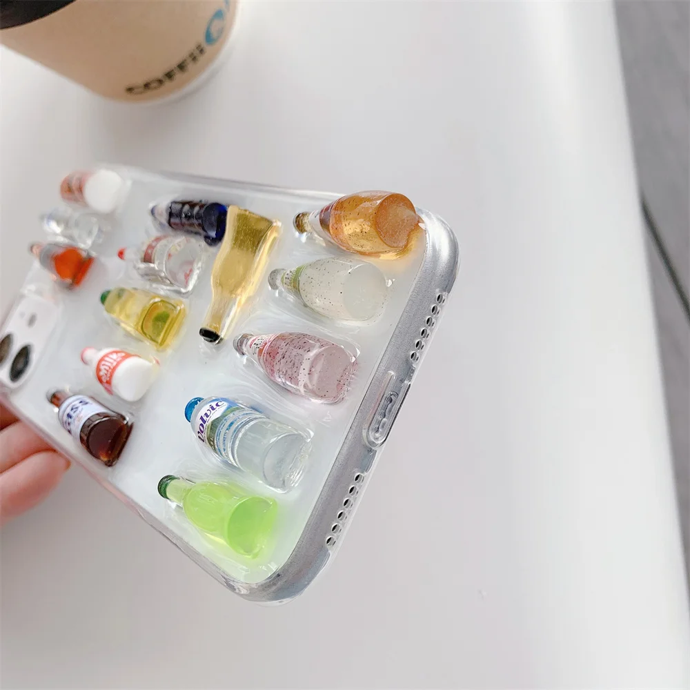 

The three-dimensional The bottle Phone Case For iPhone 12 11Pro Max XR XS Max 7 8 Plus X XS SE 2020 Soft TPU transparent