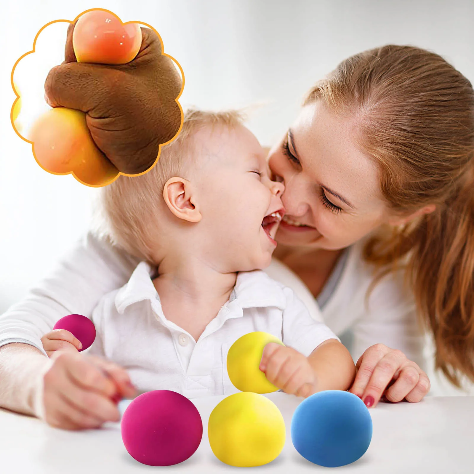 

Stress Relief Squeezing Balls Creative Colorful Novelty Hand Grip Pressure6.5CM