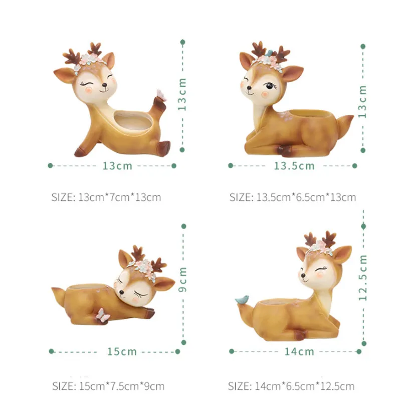 Цветочный горшок с мультяшным оленем контейнер для суккулентов креативный