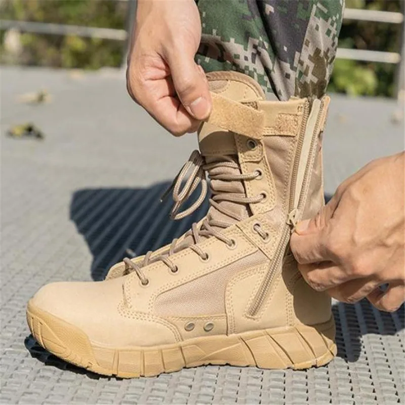 Кожаные уличные походные ботинки мужские пустынные ботильоны военные