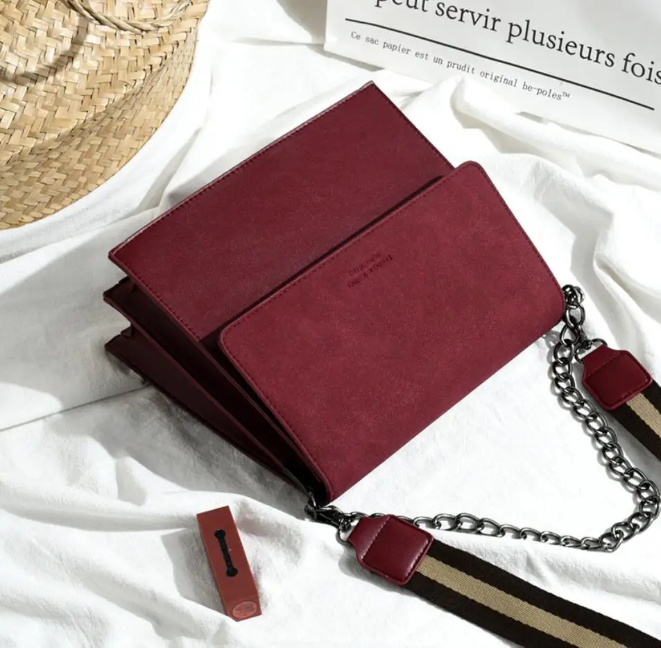 

European Retro Fashion Ladies Square bag 2020 New Quality Matte PU Leather Women's Handbag Chain Tote Shoulder Messenger Bags