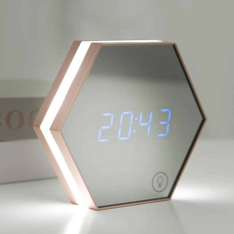 Светодиодный Будильник многофункциональный большой зеркальный дисплей USB порт