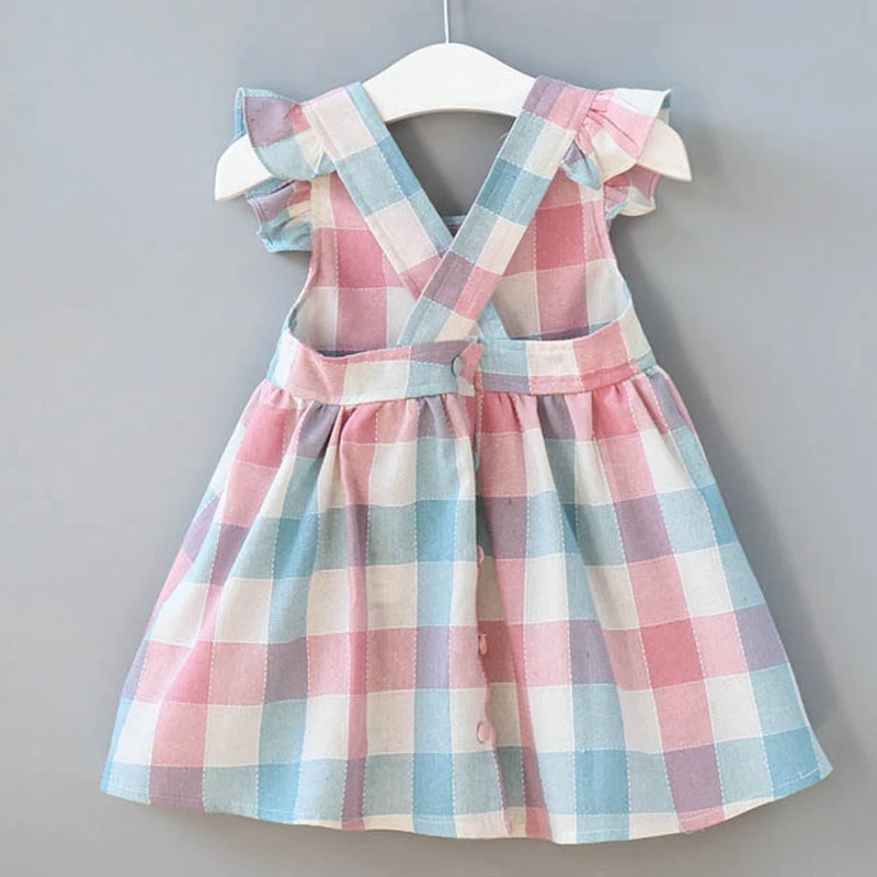 Новая детская одежда летнее Повседневное платье на пуговицах для маленьких