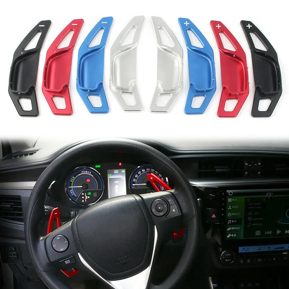 

2Pcs Aluminum Car Steering Wheel Gear Shift Paddle DSG Shifter Extension Cover Trim For Toyota Corolla Camry RAV4 Zelas Mark