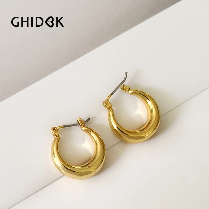 Маленькие серьги кольца GHIDBK в форме Золотой Луны женские элегантные крупные