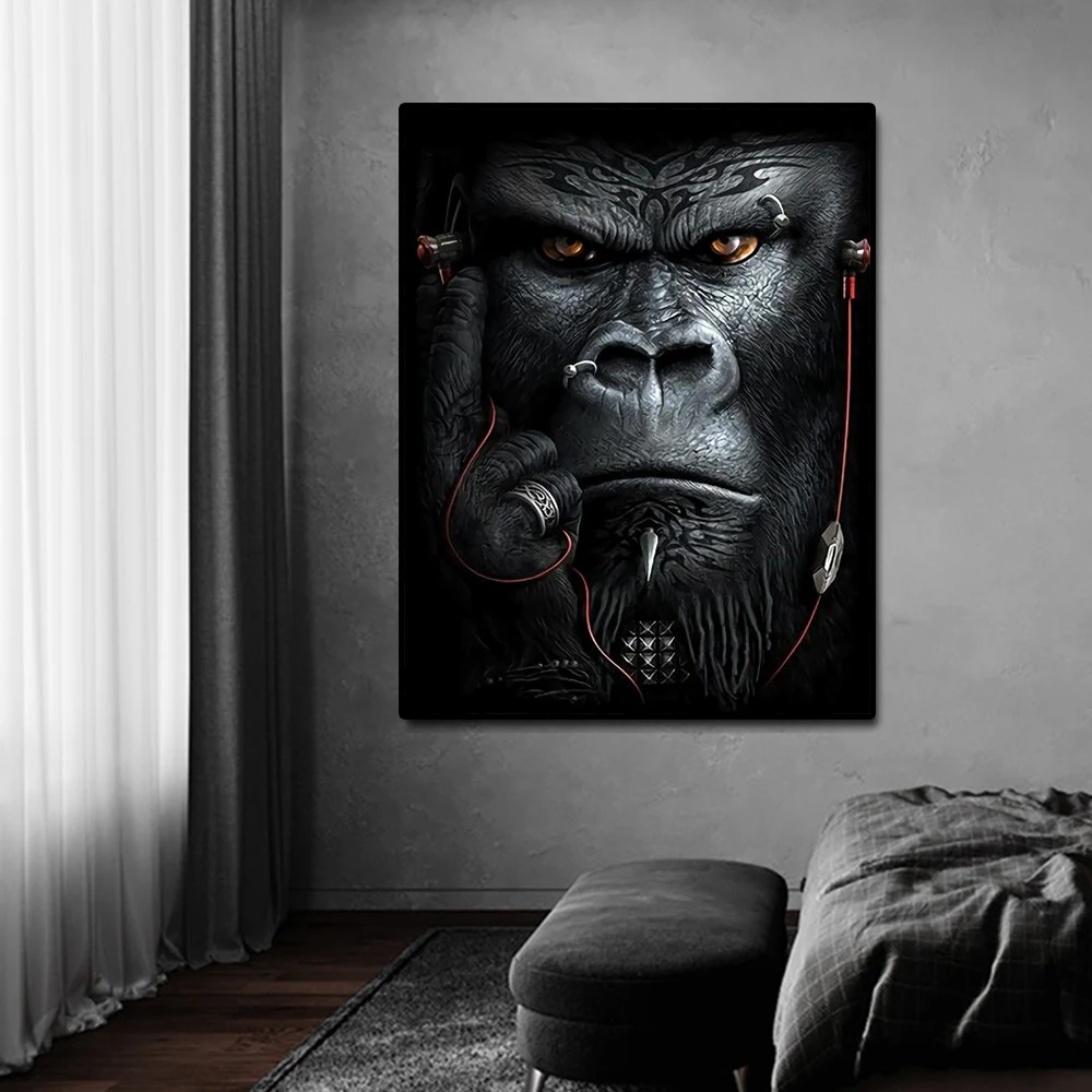 

Animal Art and Gorilla Monkey Prints on Canvas Art Poster and Black and White Picture for Scandinavian Room Home One Piece Decor