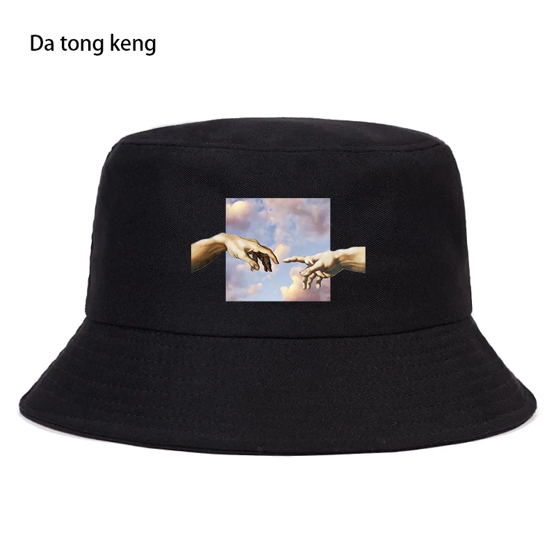 MICHELANGELO Funny Print Bucket Caps Summer Foldable Sunscreen Fisherman's Panama Hats 2020 Man Woman Anime Hip Hop Buckets Hat